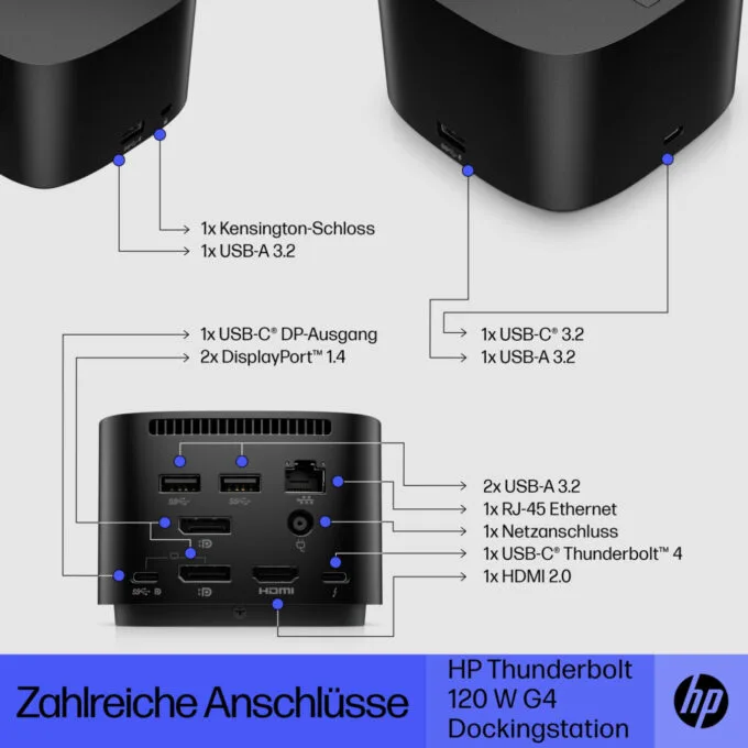 HP Thunderbolt Dock G4 120W - 4J0A2AA Thunderbolt 4 Dock Black — image 5