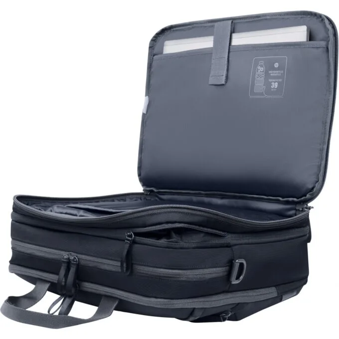 HP Travel Plus 15L 14 Laptop Bag - Black - Padded sleeve fits 14-inch laptop, front pockets, breathable shoulder strap — image 1