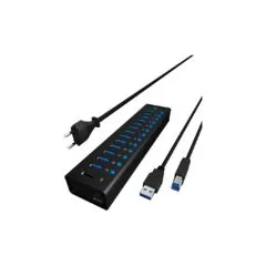 HUB USB 3.0 . 13 Port. +1x Ladeport Aluminium-mit Netzteil ICY BOX