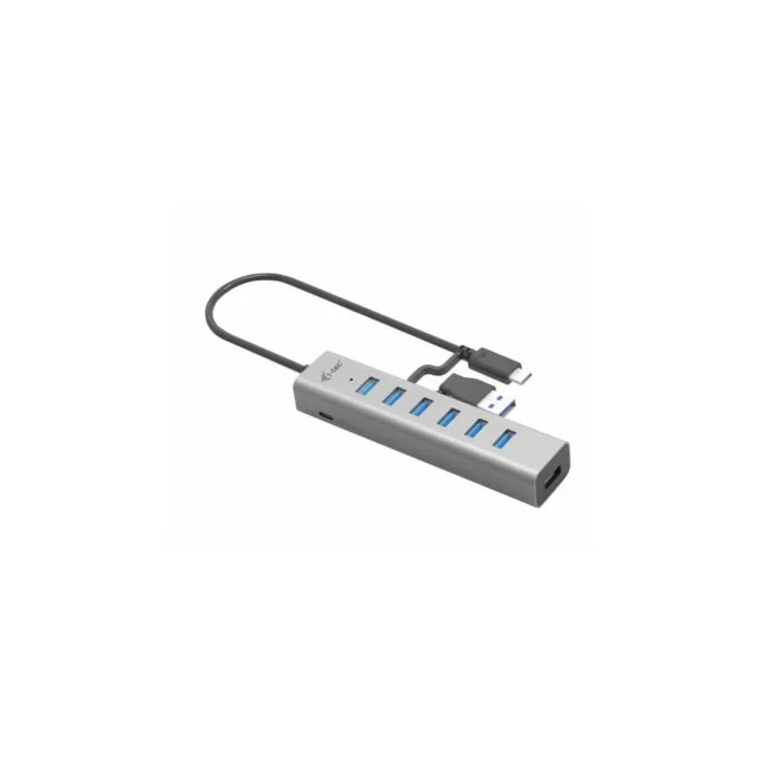 i-tec USB-C 7-Port Charging Hub - USB 3.2 Gen 1 5Gbps - Grey, 0.3m Cable — image 2