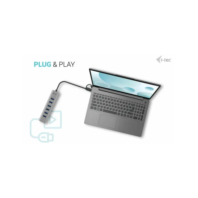 i-tec USB-C 7-Port Charging Hub - USB 3.2 Gen 1 5Gbps - Grey, 0.3m Cable — image 10