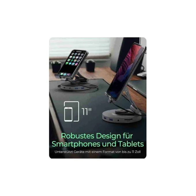 IB-TH100-DK SWIVEL STAND FOR TABLET AND SMARTPHONE WITH DOCKINGSTATION ICYBOX — image 3