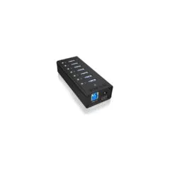 ICY BOX HUB 7Port - IB-AC618 - Black Aluminium, 7x USB 3.2 Gen 1 (3.1 Gen 1) Type-A & Type-B, 0.8 m