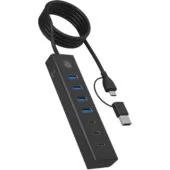 ICY BOX IB-HUB1737-C3 USB-C USB-A 3.2 HUB 7-Port 4xUSB-A 3xUSB-C - IB-HUB1737-C3 - Black, Aluminium, 7-port hub