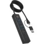 ICY BOX IB-HUB1737-C3 USB-C USB-A 3.2 HUB 7-Port 4xUSB-A 3xUSB-C - IB-HUB1737-C3 - Black, Aluminium, 7-port hub