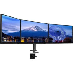 iiyama DS1003C-B1 Triple Monitor Desk Clamp Mount - 3-Arm, VESA 75x75/100x100, up to 27 in, 30 kg, Black