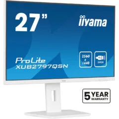 iiyama G-MASTER XUB2797QSN-W2 - 27" QHD IPS Monitor, USB-C Dock 65W, HDMI 2.0 & DP1.4, White