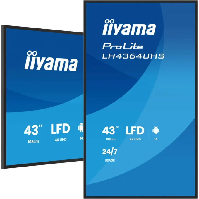 iiyama LH4364UHS-B1AG - 43in 4K UHD Digital Signage Display - LED VA Panel, Android 14, Black, 24/7 — image 1