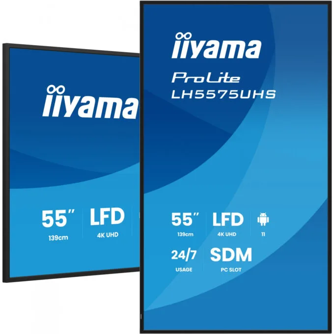 iiyama LH5575UHS-B2AG - 55" 4K UHD Digital Signage Display, Android 11, 4GB/32GB, 3x HDMI + DP, Wi-Fi, Black — image 1