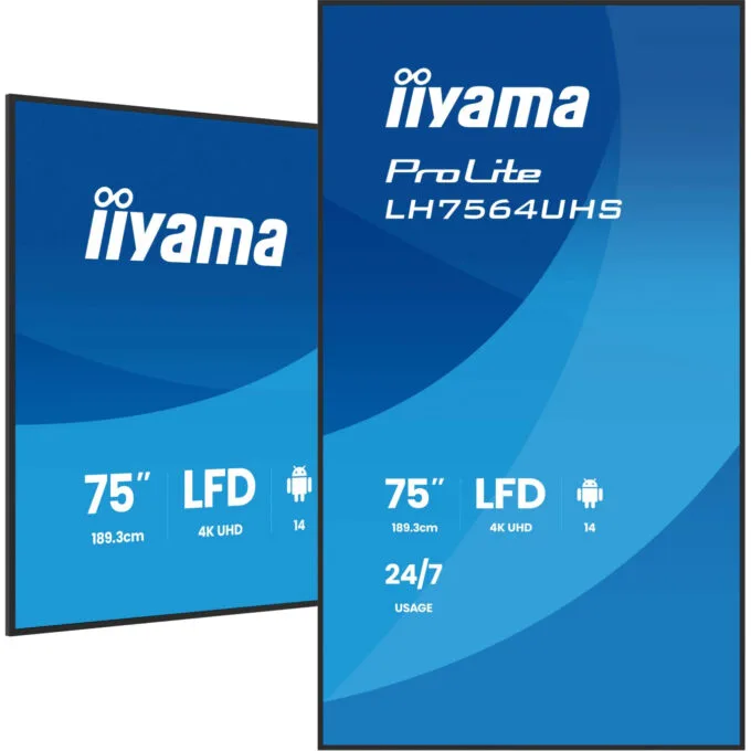 iiyama LH7564UHS-B1AG - 75" 4K UHD Digital Signage Display, VA Panel, Android 14, Black — image 1