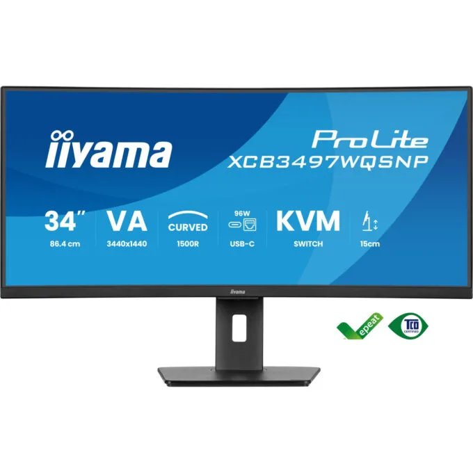 iiyama ProLite XCB3497WQSNP-B1 34" 3440x1440 120Hz VA Curved USB-C KVM — image 2