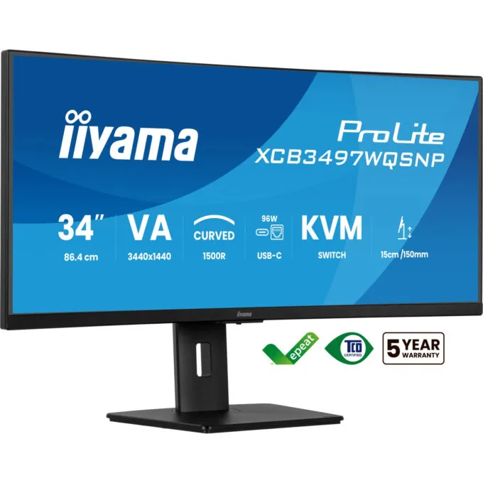 iiyama ProLite XCB3497WQSNP-B1 34" 3440x1440 120Hz VA Curved USB-C KVM — image 9
