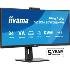 iiyama ProLite XCB3497WQSNPH - 34" (86.4cm) Curved UWQHD 21:9 VA Monitor, 120Hz, USB-C Dock, Windows Hello Camera, Black