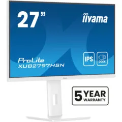iiyama ProLite XUB2797HSN-W2 - 27in IPS Full HD Monitor, USB-C 65W Dock, HDMI/DP, 1ms, 100Hz, White