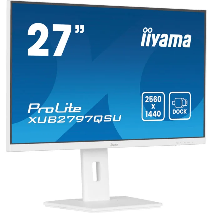 iiyama ProLite XUB2797QSU-W2 - 27-inch QHD IPS, 100Hz, 1ms, USB hub, HDMI 2.0 + DP1.4, White, Height-adjustable — image 8
