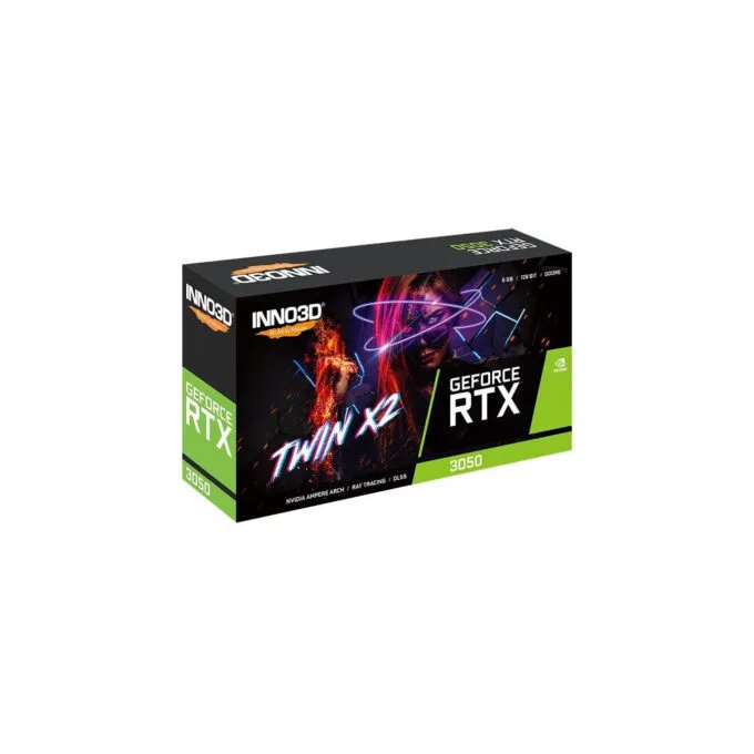 INNO3D GeForce RTX 3050 Twin X2 - Grey, 6GB GDDR6, 1470MHz Boost, PCIe 4.0 — image 2
