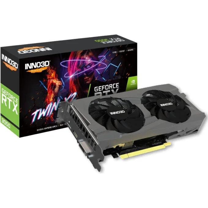 INNO3D GeForce RTX 3050 Twin X2 - Grey, 6GB GDDR6, 1470MHz Boost, PCIe 4.0 — image 1