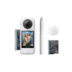 Insta360 Starter Bundle White - X4 Air - Lightweight 8K 360 AI Act Cam Selfie stick,2xbattery,lens cap