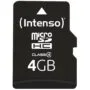 Intenso microSDHC Card - 4GB (Model 3403450) - Black, Class 4, 20MB/s Read, SD Adapter Included