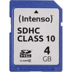 Intenso SDHC Card - 3411450 - 4 GB, Class 10, 25 MB/s, Black