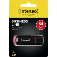 Intenso USB 2.0 Flash Drive 64GB - USB-A - Black/Red, 28 MB/s read, 6.5 MB/s write