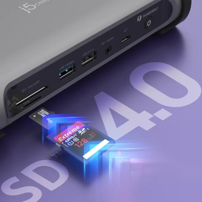 j5create Thunderbolt 4 Docking Station 15-in-1 - JTD568 - Supports 4 x 4K Displays 10Gbps with 135W PSU — image 11