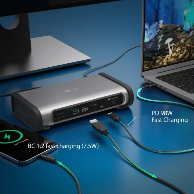 j5create Thunderbolt 4 Docking Station 15-in-1 - JTD568 - Supports 4 x 4K Displays 10Gbps with 135W PSU — image 8