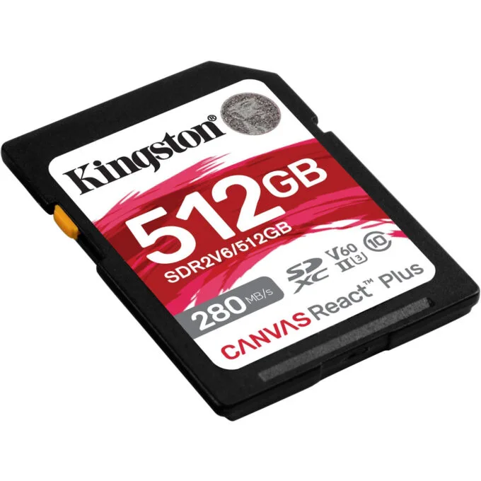 Kingston Canvas React Plus 512GB SDXC UHS-II - Class 10 U3 V60, 280MB/s Read & 150MB/s Write - Black — image 2