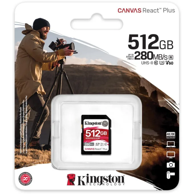 Kingston Canvas React Plus 512GB SDXC UHS-II - Class 10 U3 V60, 280MB/s Read & 150MB/s Write - Black — image 3