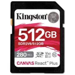 Kingston Canvas React Plus 512GB SDXC UHS-II - Class 10 U3 V60, 280MB/s Read & 150MB/s Write - Black