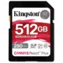 Kingston Canvas React Plus 512GB SDXC UHS-II - Class 10 U3 V60, 280MB/s Read & 150MB/s Write - Black