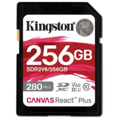 Kingston Canvas React Plus SDXC UHS-II 256GB - Black - 280MB/s Read, 150MB/s Write