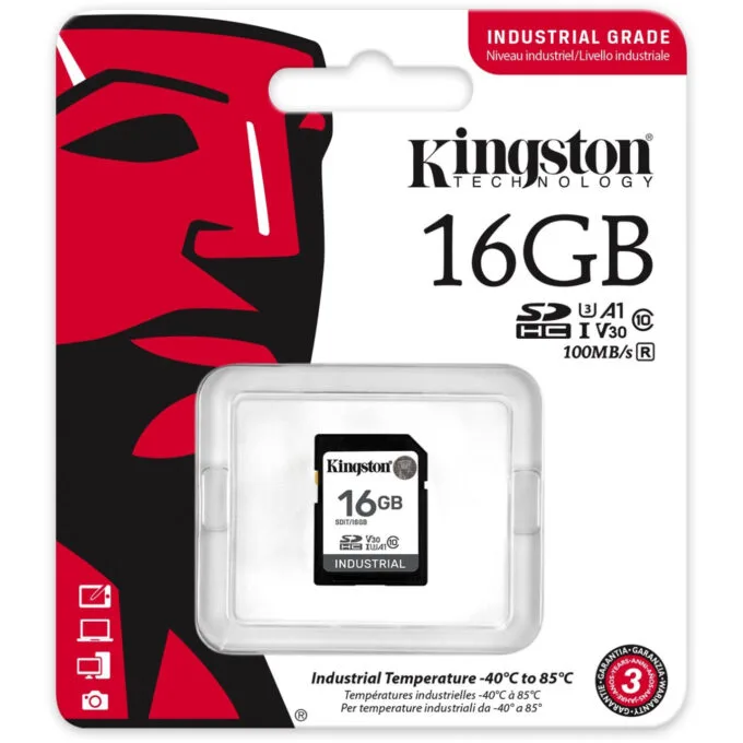 Kingston Industrial SDHC 16GB pSLC - UHS-I U3 V30, Class 10, 100/80 MB/s, -40°C to 85°C, Black — image 3