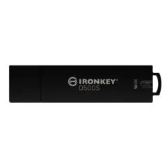 Kingston IronKey D500S - 16GB Encrypted USB-A Flash Drive, AES-256 FIPS 140-3, Black