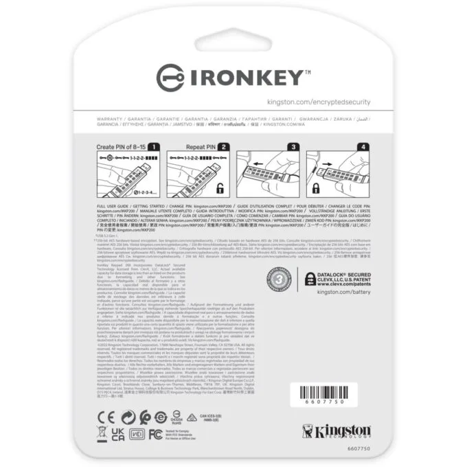 Kingston IronKey Keypad 200 - 256GB Blue USB-A 3.2 Gen1 Secure AES-256 Hardware-Encrypted USB Stick — image 4