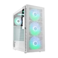 Kolink Observatory HF Mesh ARGB Midi Tower Case - White - 6 ARGB Fans