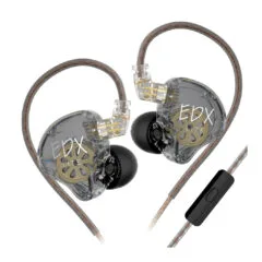 KZ EDX LITE Transparent Grey With MIC - IEM 3,5 In Ear Monitor Earphones, Super-Linear, HIFI bass, N