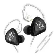 KZ ZST X Black With Mic - IEM 3,5 In Ear Monitor Earphones, Dynamic Hybrid Dual Driver 1BA+1DD, 2x