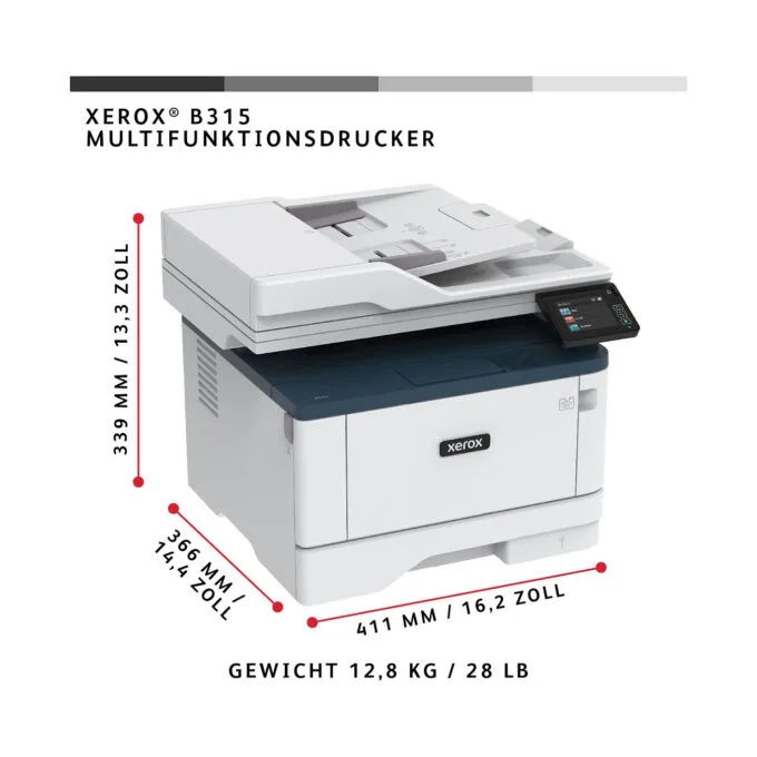 L Xerox B315 4in1 A4 LAN WiFi ADF Duplex Laserdrucker monochrome — image 2