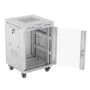 Lanberg Free Standing Cabinet 19'' with Glass Door - 15U, 60cm Ventilation Panel with LCD, 2 Fans & Thermostat Grey