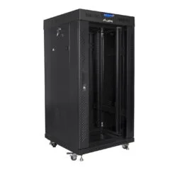 Lanberg Free Standing Cabinet 19'' with Glass Door 22U 60cm Ventilation Panel with LCD, 2 Fans & Thermostat Black (no...