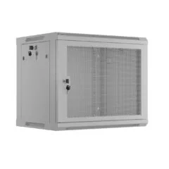 Lanberg Wall Rack 19'' with Perforated Door - 9U 45cm Grey Flat Packed