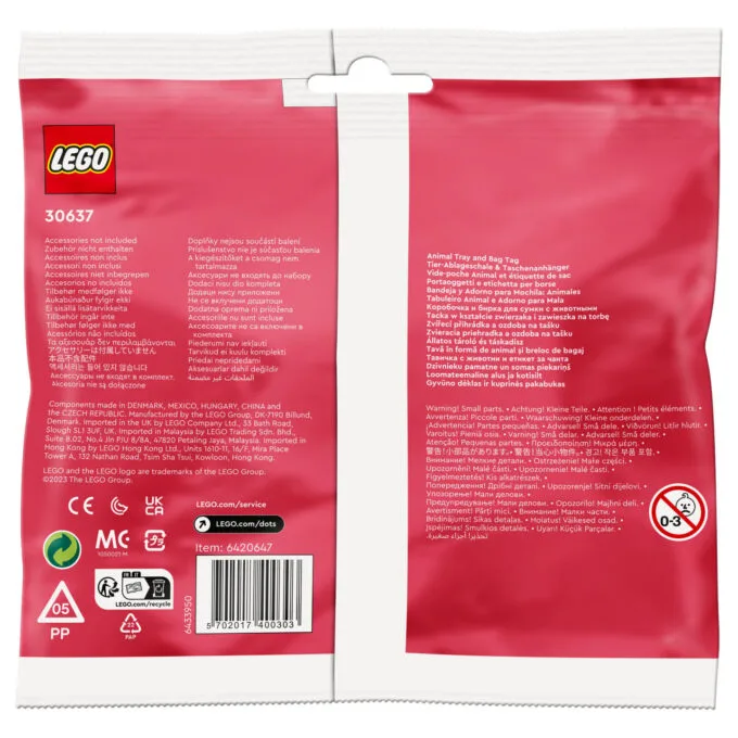 LEGO Dots Polybag-Tier-Ablageschale PolybagTierAblageschale & Taschenanhänger(30637) — image 2