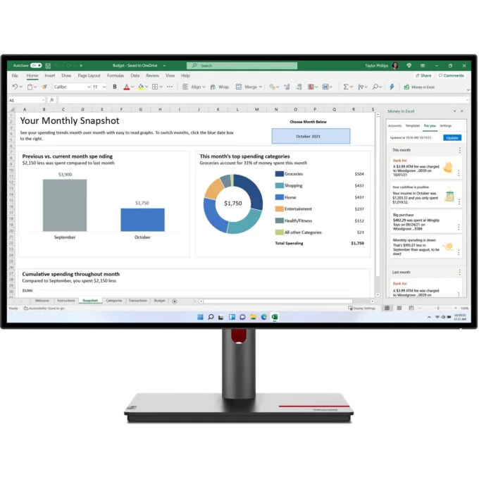 Lenovo ThinkVision P27h-30 27in QHD IPS USB-C DP 4ms 60Hz - 63A1GAR1WW — image 1