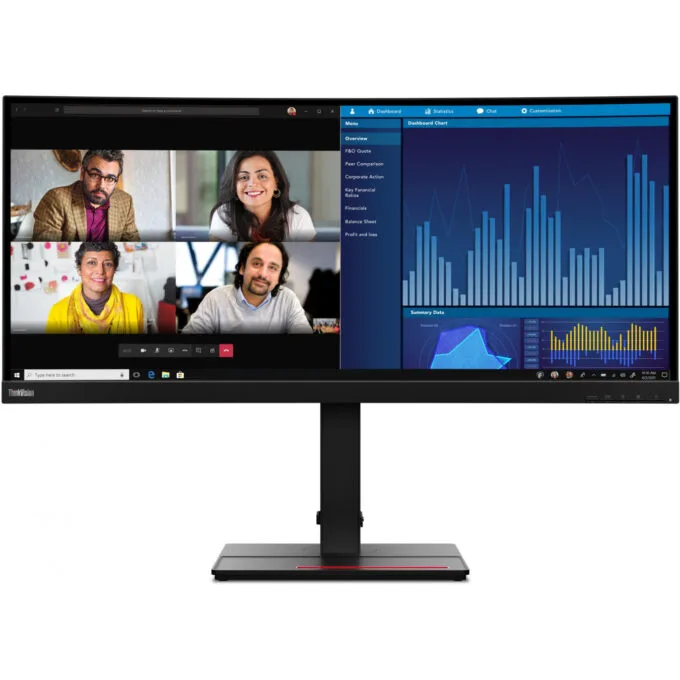 Lenovo ThinkVision P34w-20 - 34.1" UWQHD Curved IPS Monitor (3440x1440), 60Hz, 4 ms, USB-C PD 100W, HDMI/DP, KVM, Black — image 1