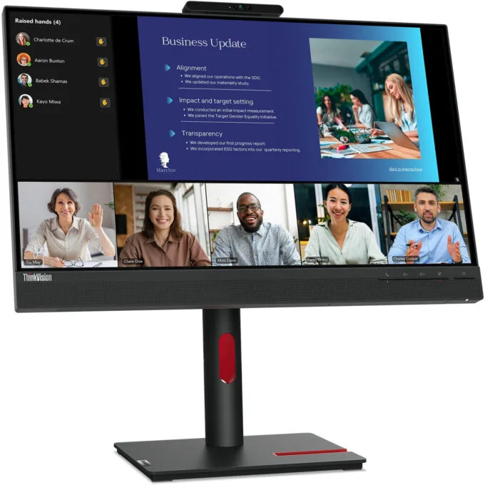 Lenovo ThinkVision T24v-30 23.8" FHD IPS 75Hz Monitor Webcam Speakers — image 2