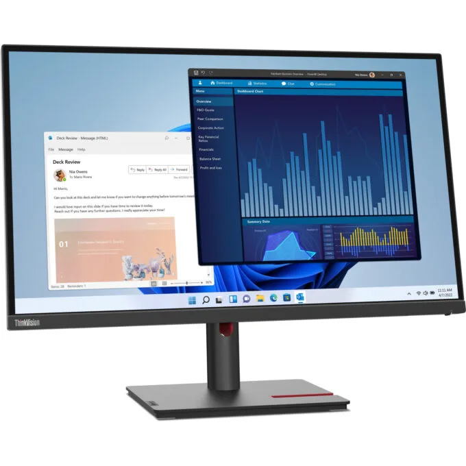 Lenovo ThinkVision T27p-30 - 27in 4K UHD IPS Monitor, USB-C 90W PD, HDMI 2.0 & DP1.4, Height-Adjustable Stand, Black — image 9