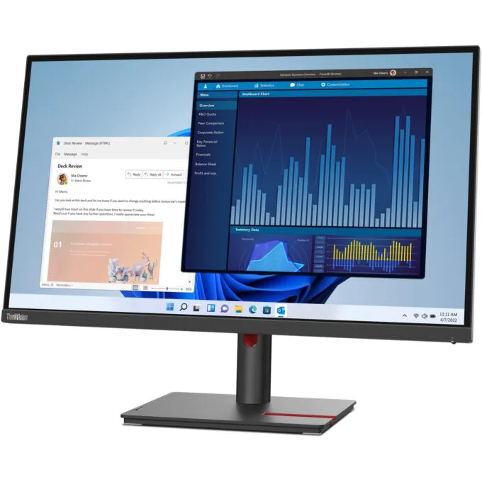 Lenovo ThinkVision T27p-30 - 27in 4K UHD IPS Monitor, USB-C 90W PD, HDMI 2.0 & DP1.4, Height-Adjustable Stand, Black — image 10