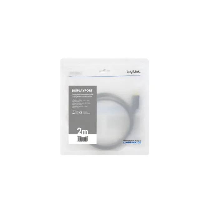 LogiLink DisplayPort Cable - 2 m - DP 1.4, 32.4 Gbit/s, 120 Hz, Black — image 5