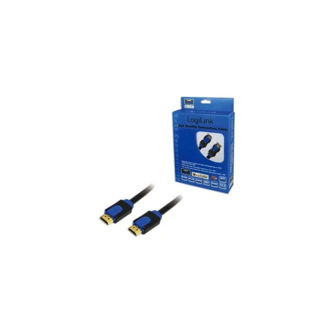Logilink HDMI-Kabel Ethernet A - CHB1110 - 10 m, HDMI Type A (Standard), Male to Male, Straight, Black/Blue, Gold — image 2